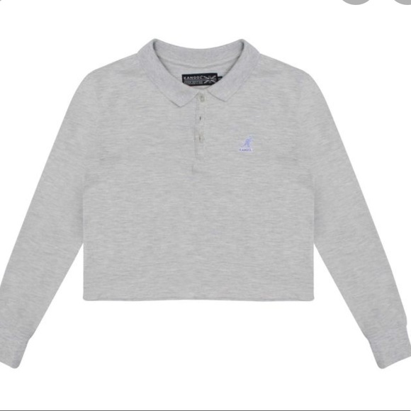 Kangol long sleeve crop polo in baby blue relaxed fit - Picture 10 of 10